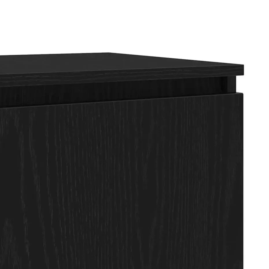 vidaXL - TV-meubel met glas legplank en 2 deuren - Zwart eiken - 140x40x35.5 cm
