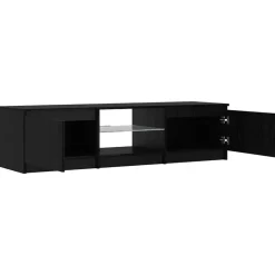 vidaXL - TV-meubel met glas legplank en 2 deuren - Zwart eiken - 140x40x35.5 cm