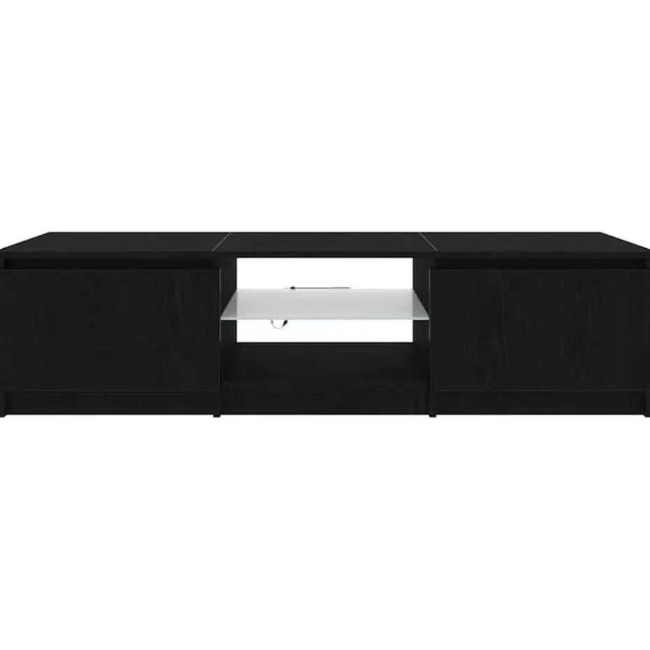 vidaXL - TV-meubel met glas legplank en 2 deuren - Zwart eiken - 140x40x35.5 cm