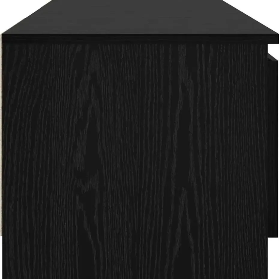 vidaXL - TV-meubel met glas legplank en 2 deuren - Zwart eiken - 140x40x35.5 cm