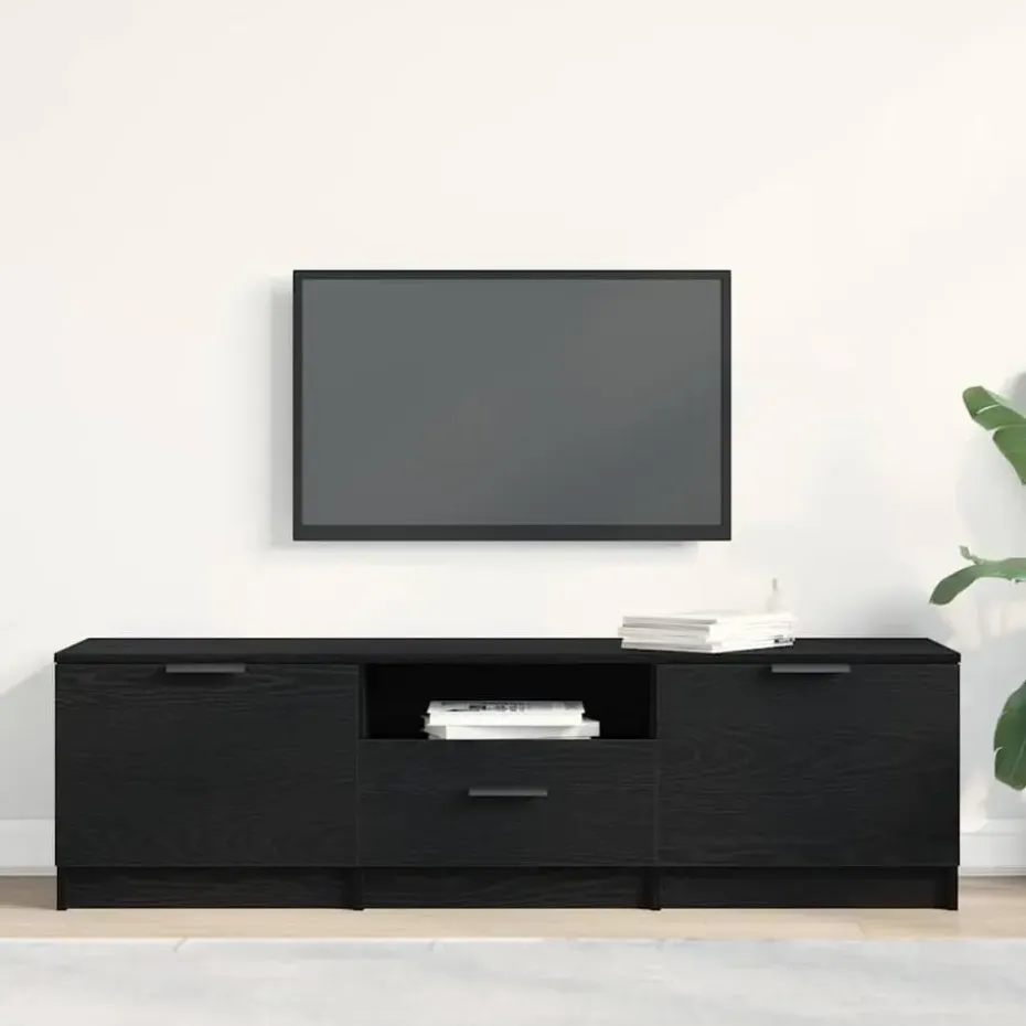 vidaXL - TV-meubel met lade en 2 deuren - Zwart eiken - Hout - 140x35x40 cm