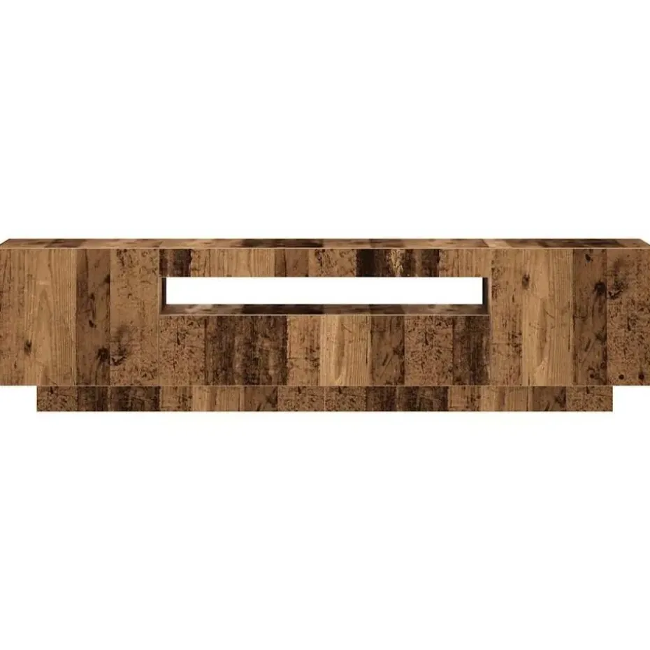 vidaXL - TV-meubel met LED en 3 deuren - Oud hout - 160x35x40 cm