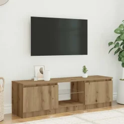 vidaXL - TV-meubel met LED en 2 deuren - Artisanaal eiken - 120x30x36 cm