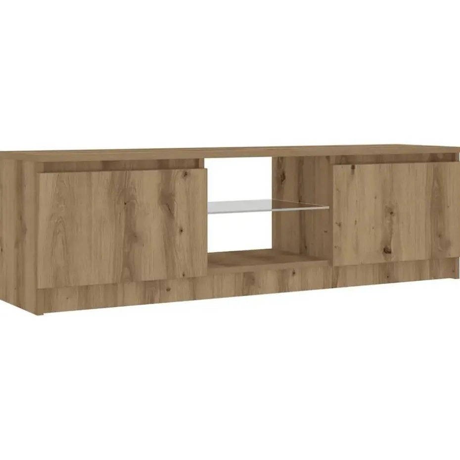 vidaXL - TV-meubel met LED en 2 deuren - Artisanaal eiken - 120x30x36 cm