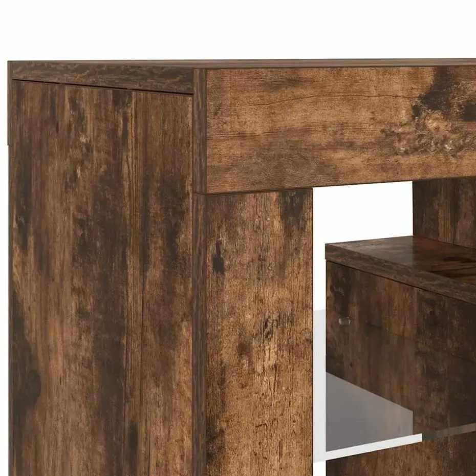 vidaXL - TV-meubel met LED-verlichting - Gerookt eiken - Hout - 120x35x40 cm