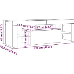vidaXL - TV-meubel met LED-verlichting - Gerookt eiken - Hout - 120x35x40 cm