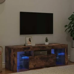 vidaXL - TV-meubel met LED-verlichting - Gerookt eiken - Hout - 120x35x40 cm