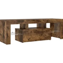 vidaXL - TV-meubel met LED-verlichting - Gerookt eiken - Hout - 120x35x40 cm