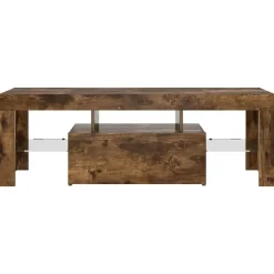 vidaXL - TV-meubel met LED-verlichting - Gerookt eiken - Hout - 120x35x40 cm