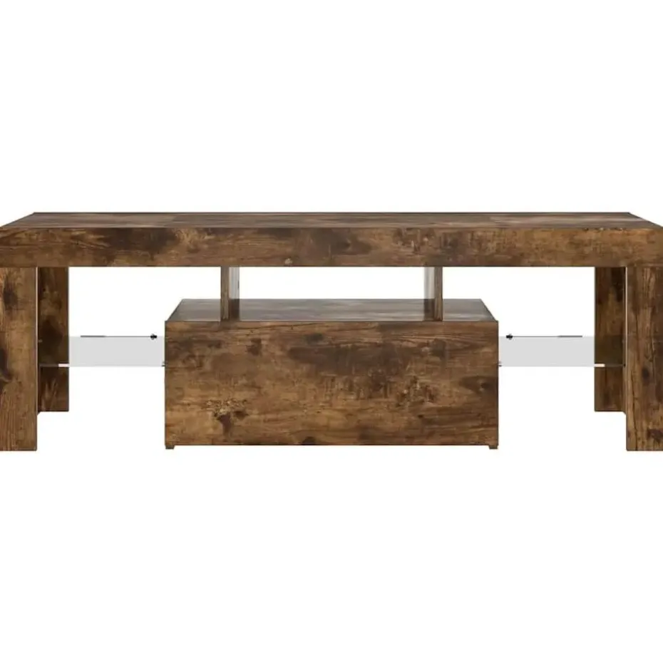 vidaXL - TV-meubel met LED-verlichting - Gerookt eiken - Hout - 120x35x40 cm