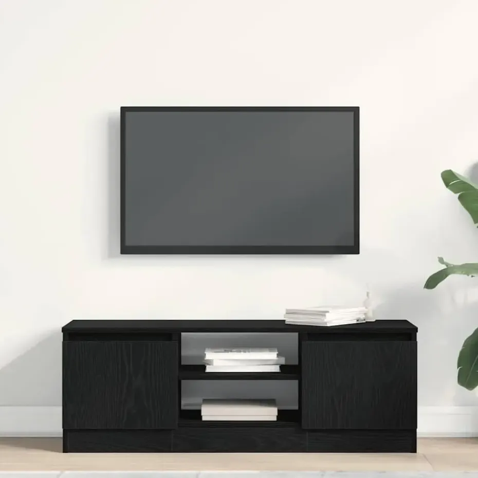 vidaXL - TV-meubel met legplank en 2 deuren - Zwart eiken - 102x30x36 cm
