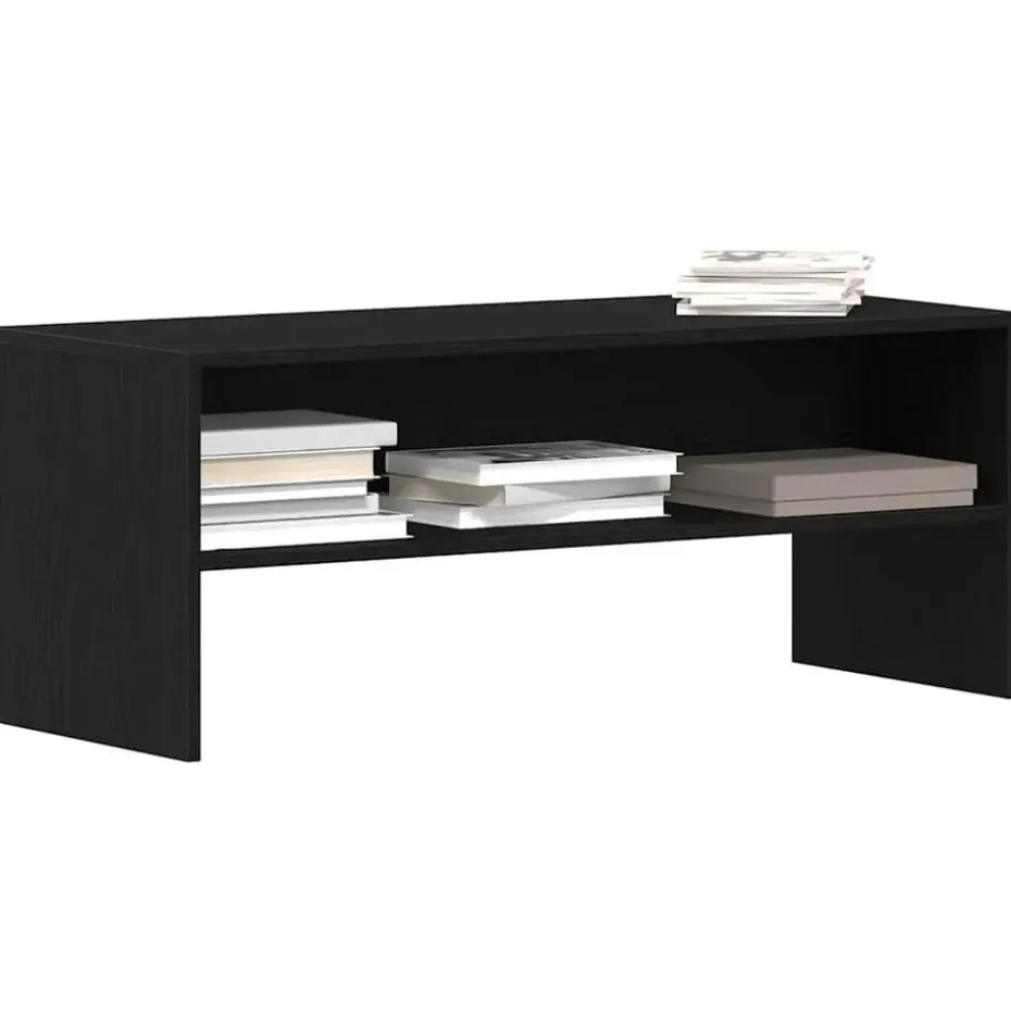 vidaXL - TV-meubel met legplank - Zwart eiken - Bewerkt hout - 100x40x40 cm