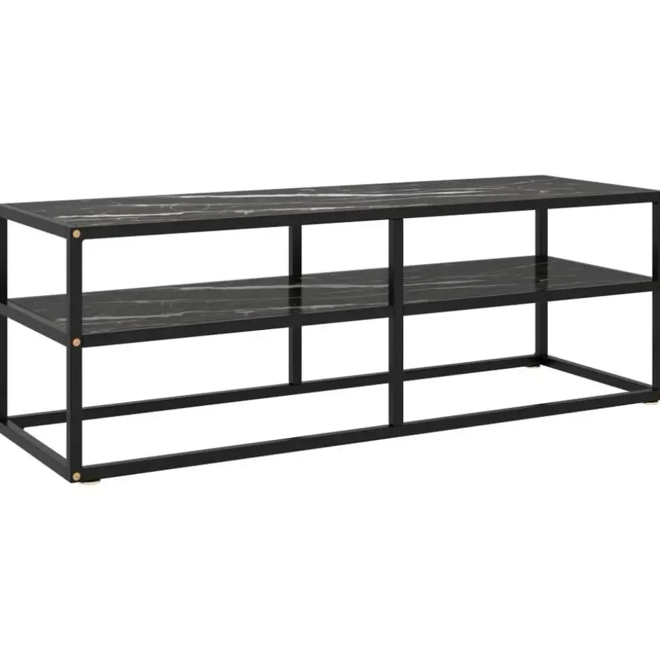 vidaXL - Tv-meubel met zwart marmerglas - Zwart - Glas - 120 x 40 x 40 cm