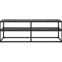 vidaXL - Tv-meubel met zwart marmerglas - Zwart - Glas - 120 x 40 x 40 cm