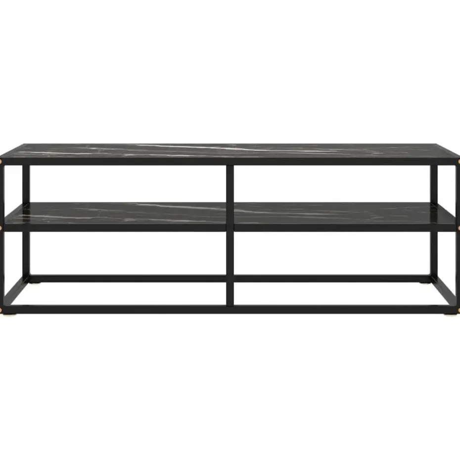 vidaXL - Tv-meubel met zwart marmerglas - Zwart - Glas - 120 x 40 x 40 cm