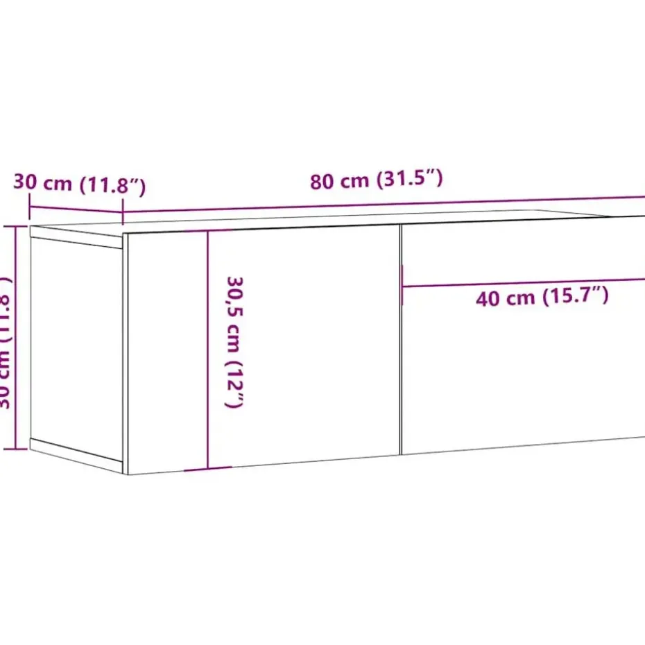 vidaXL - TV-meubels 2 st 4 deuren - Sonoma eikenk - Bewerkt hout - 80x30x30 cm