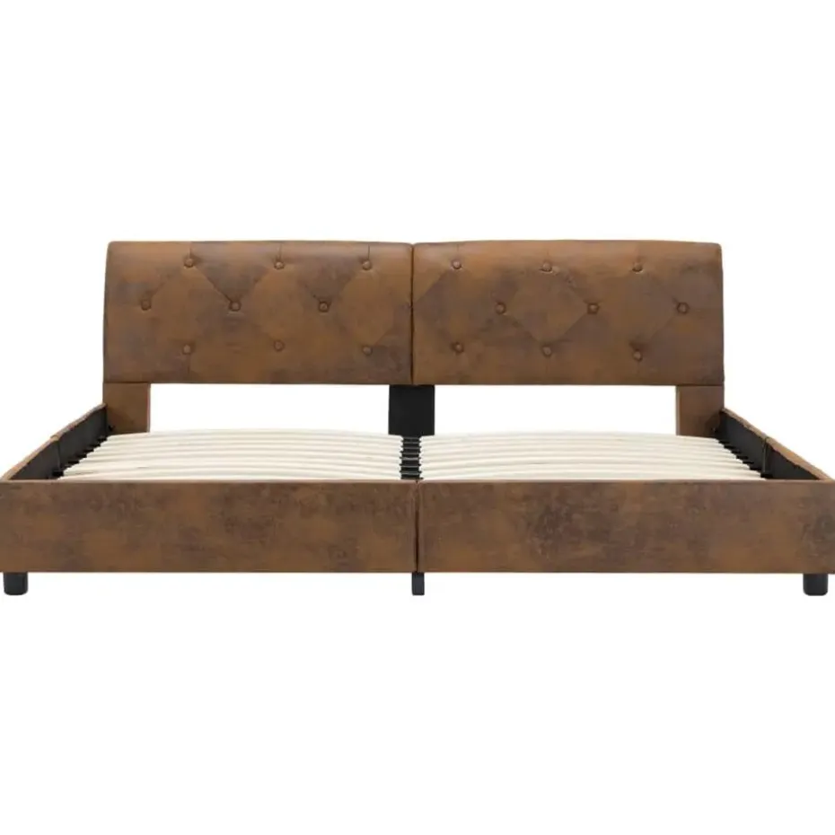 vidaXL - Tweepersoonbed - Bruin - Kunstsuède - 160x200 cm