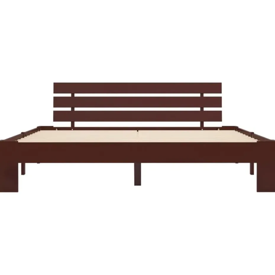 vidaXL - Tweepersoonbed - Donkerbruin - Massief grenenhout - 180x200 cm