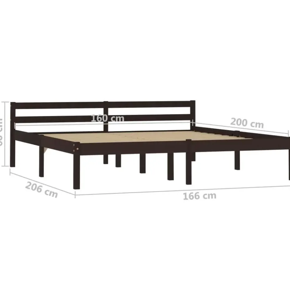 vidaXL - Tweepersoonbed met hoodfbord - Donkerbruin - Hout - 160x200 cm