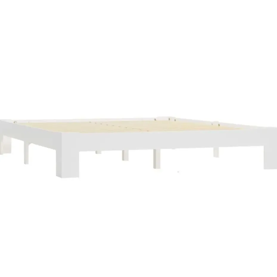 vidaXL - Tweepersoonbed met lattenbodem - Wit - Massief grenenhout - 160x200 cm