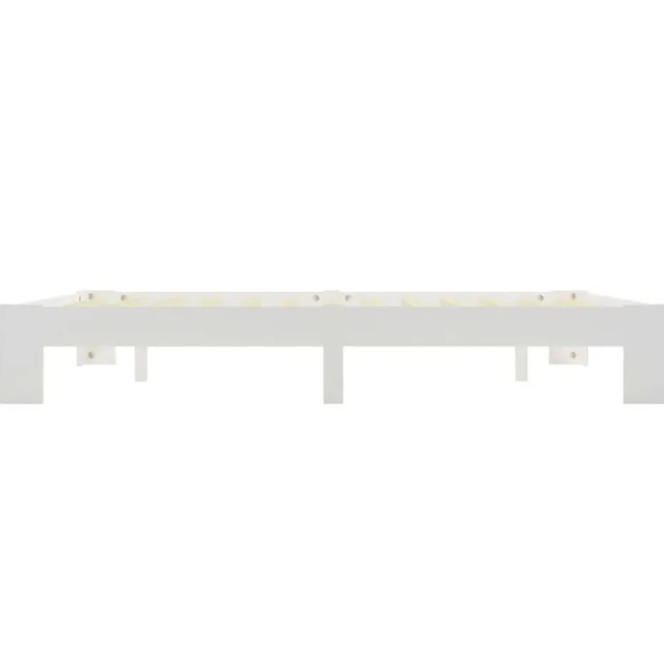 vidaXL - Tweepersoonbed met lattenbodem - Wit - Massief grenenhout - 160x200 cm