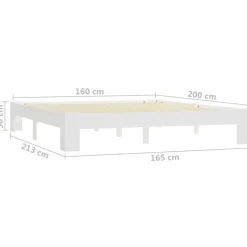 vidaXL - Tweepersoonbed met lattenbodem - Wit - Massief grenenhout - 160x200 cm