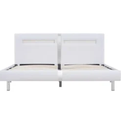 vidaXL - Tweepersoonbed met LED - Wit - Kunstleer - 180x200 cm