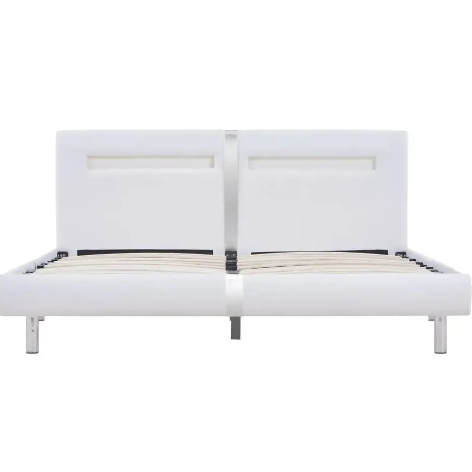 vidaXL - Tweepersoonbed met LED - Wit - Kunstleer - 180x200 cm