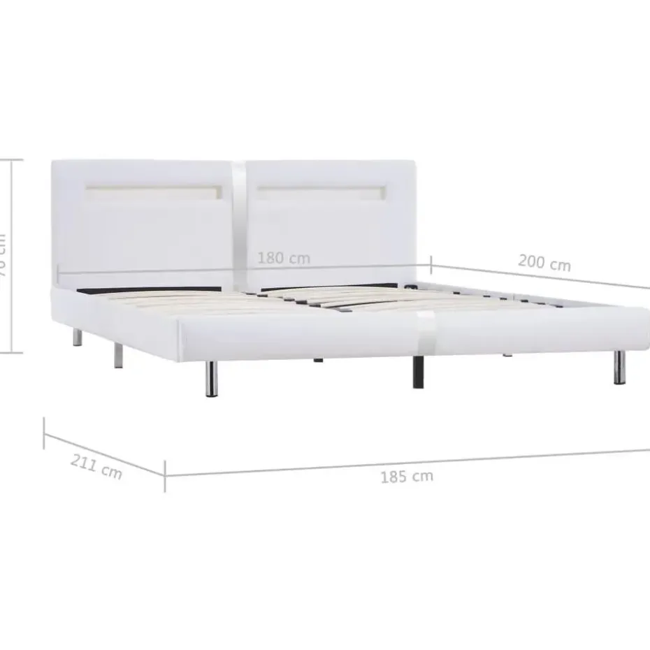 vidaXL - Tweepersoonbed met LED - Wit - Kunstleer - 180x200 cm