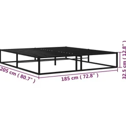 vidaXL - Tweepersoonbed pallet - Zwart - Metaal - 180x200 cm