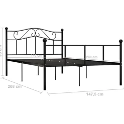 vidaXL - Tweepersoonbed -Zwart - Metaal - 140x200 cm