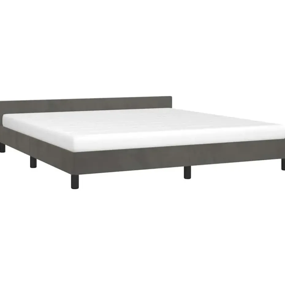 vidaXL - Tweepersoonsbed - Donkergrijs - Fluweel - 160x200 cm