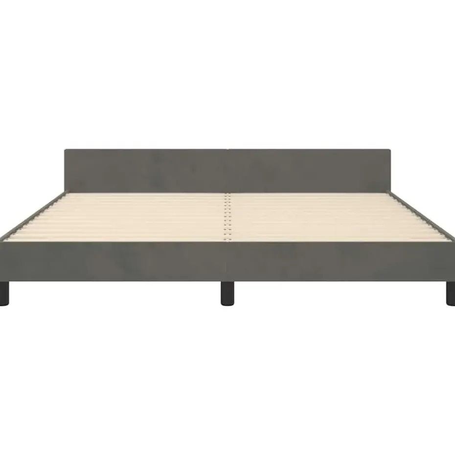 vidaXL - Tweepersoonsbed - Donkergrijs - Fluweel - 160x200 cm