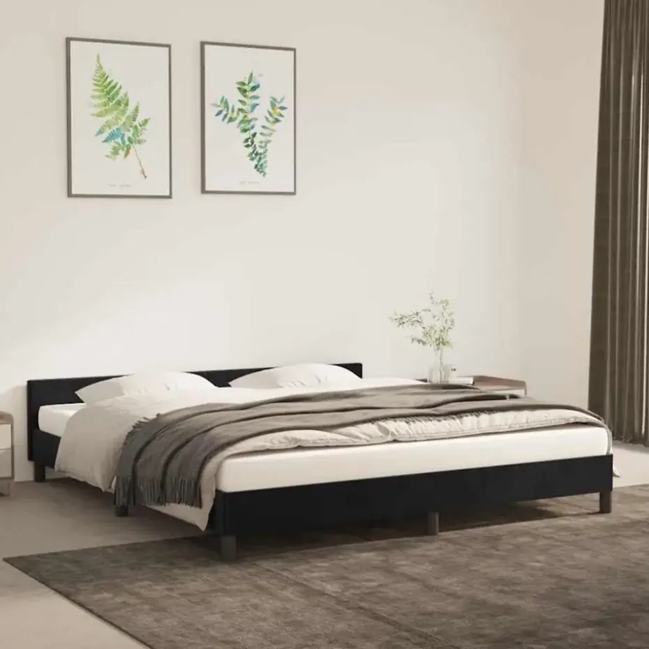 vidaXL - Tweepersoonsbed frame zonder matras - Zwart - Fluweel - 180x200 cm
