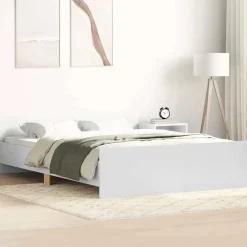 vidaXL - Tweepersoonsbed met hoofd- en voeteneinde - Wit - Hout - 120x200 cm
