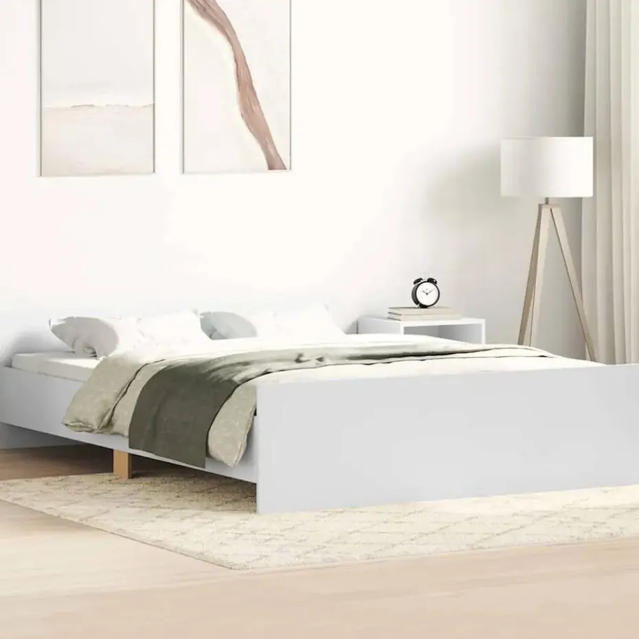 vidaXL - Tweepersoonsbed met hoofd- en voeteneinde - Wit - Hout - 120x200 cm