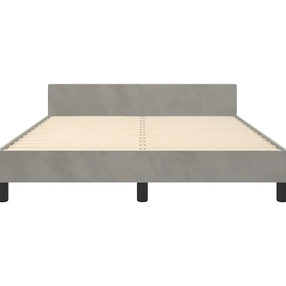 vidaXL - Tweepersoonsbed met hoofdeinde - Lichtgrijs - Fluweel - 140x190 cm