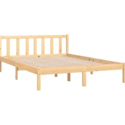 vidaXL - Tweepersoonsbed met hoofdeinde - Naturel - Grenenhout - 160x200 cm