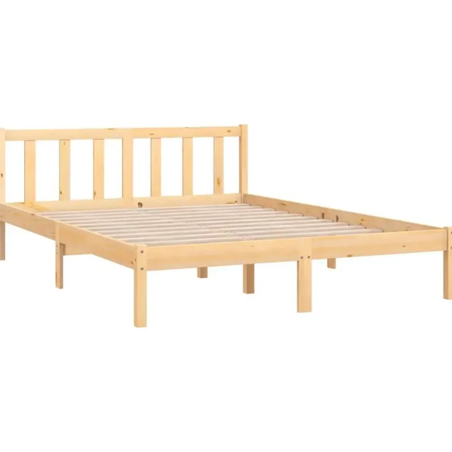 vidaXL - Tweepersoonsbed met hoofdeinde - Naturel - Grenenhout - 160x200 cm