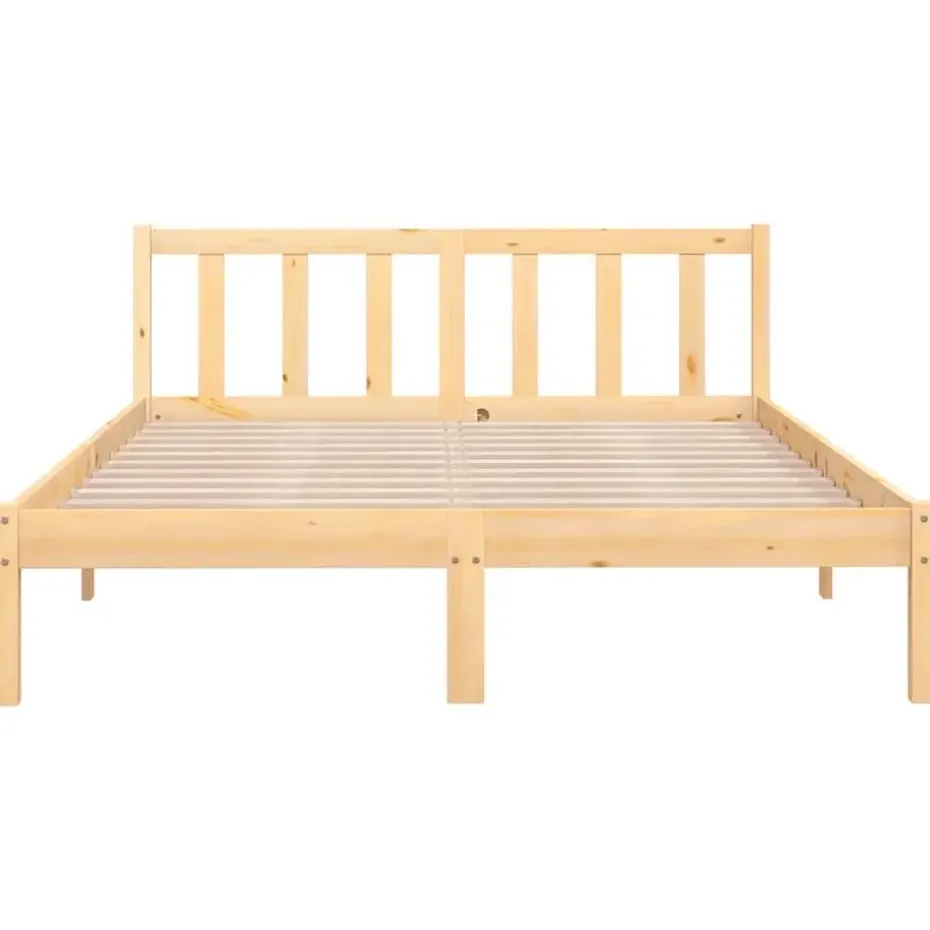 vidaXL - Tweepersoonsbed met hoofdeinde - Naturel - Grenenhout - 160x200 cm