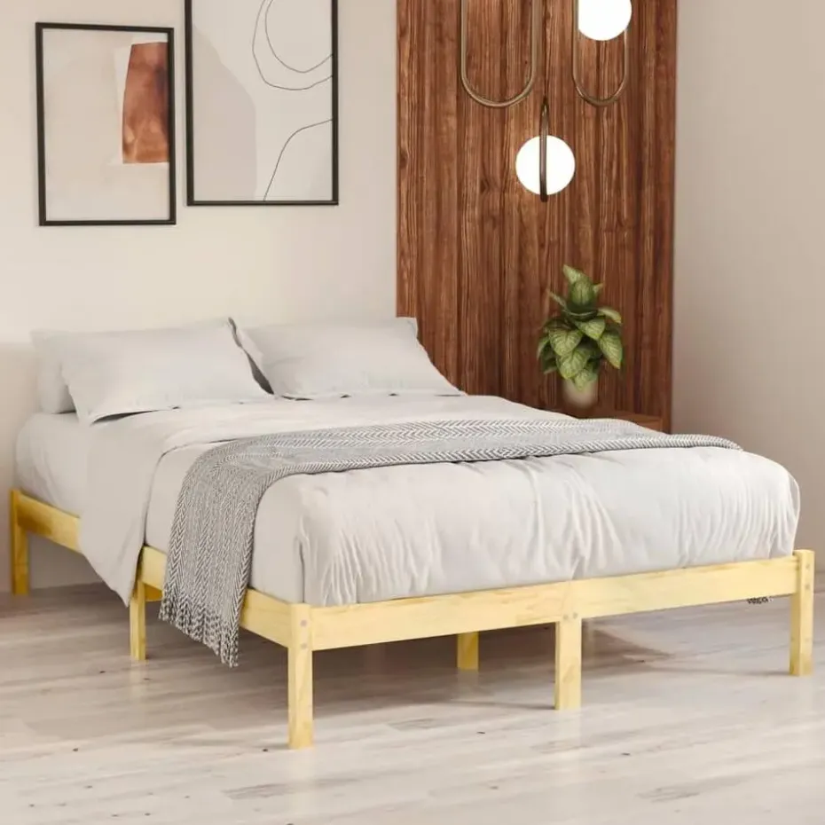 vidaXL - Tweepersoonsbedden - Bruin - Grenenhout - 120 x 200 cm