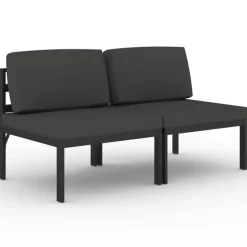 vidaXL - Tweezitsbank - Antraciet - Aluminium