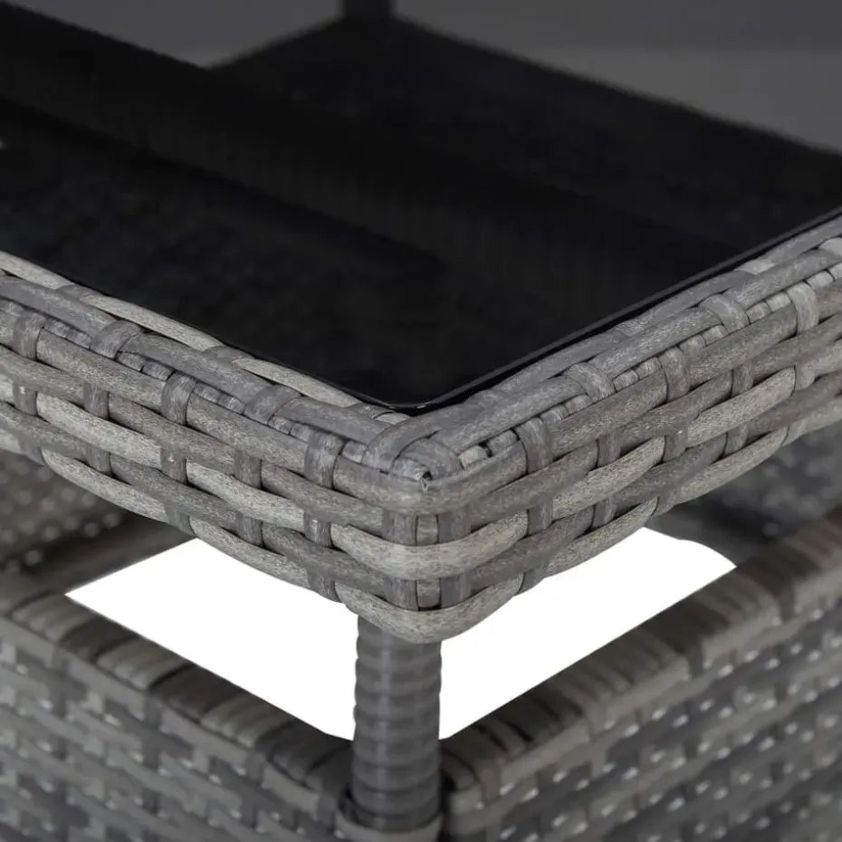 vidaXL - Verstelbaar Tuinset met grijs kussens - Poly rattan en glas - 5 stuks