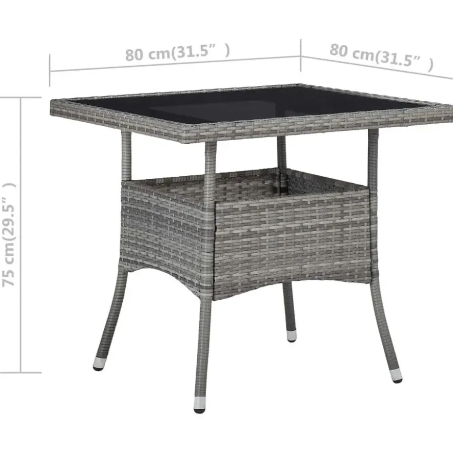 vidaXL - Verstelbaar Tuinset met grijs kussens - Poly rattan en glas - 5 stuks