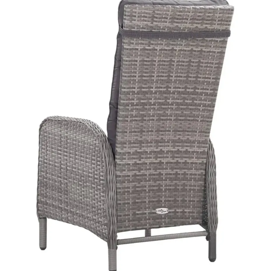 vidaXL - Verstelbaar Tuinset met grijs kussens - Poly rattan en glas - 5 stuks