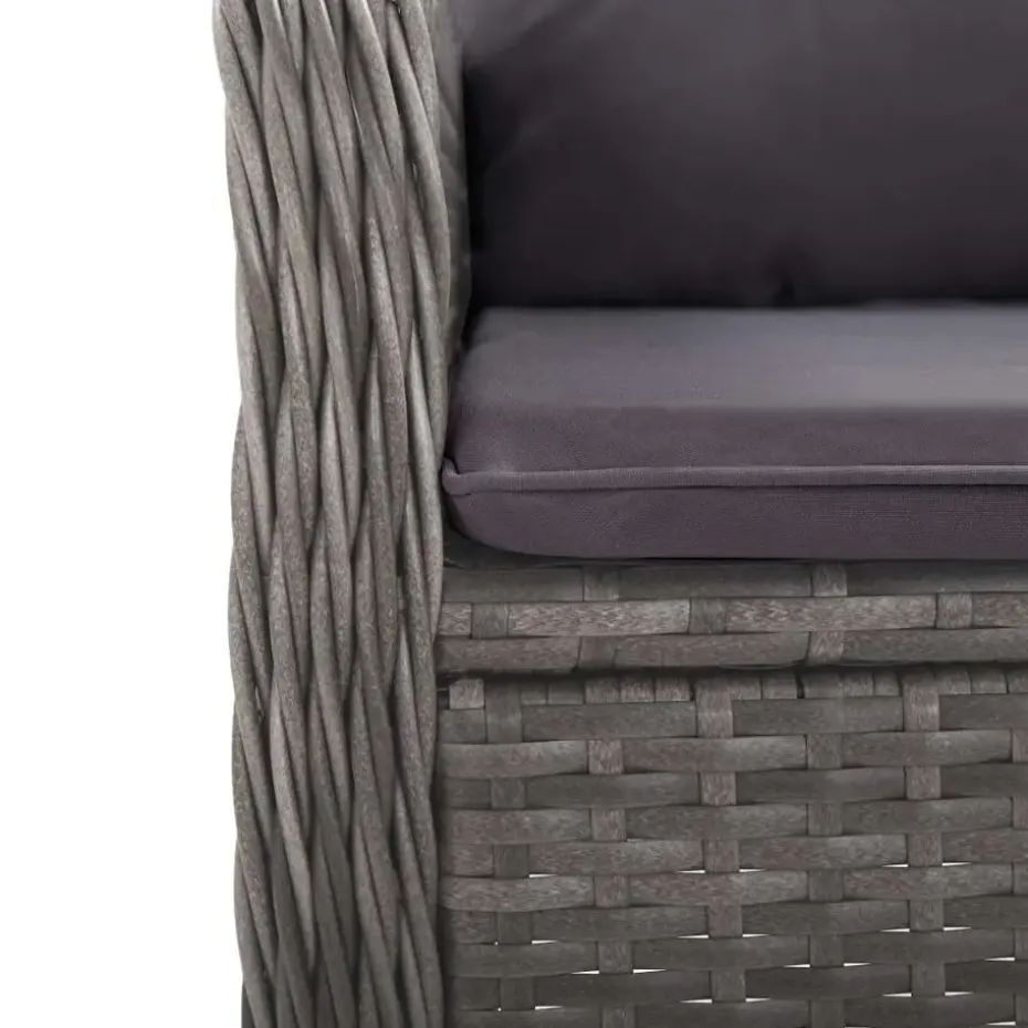 vidaXL - Verstelbaar Tuinset met grijs kussens - Poly rattan en glas - 5 stuks
