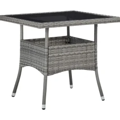 vidaXL - Verstelbaar Tuinset met grijs kussens - Poly rattan en glas - 5 stuks