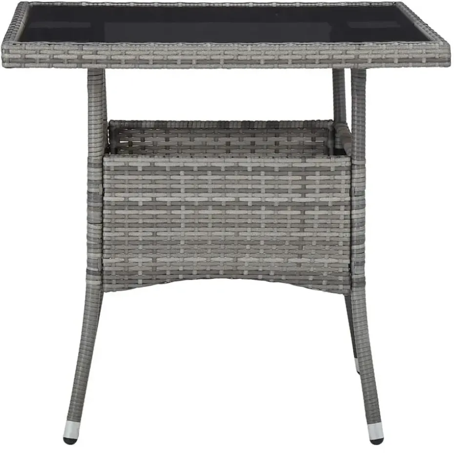 vidaXL - Verstelbaar Tuinset met grijs kussens - Poly rattan en glas - 5 stuks
