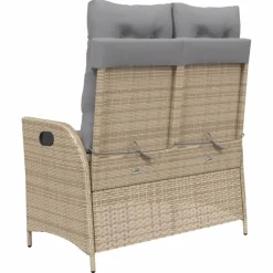 vidaXL - Verstelbare loungebank met grijs kussens - Beige rattan - 104x59x93 cm