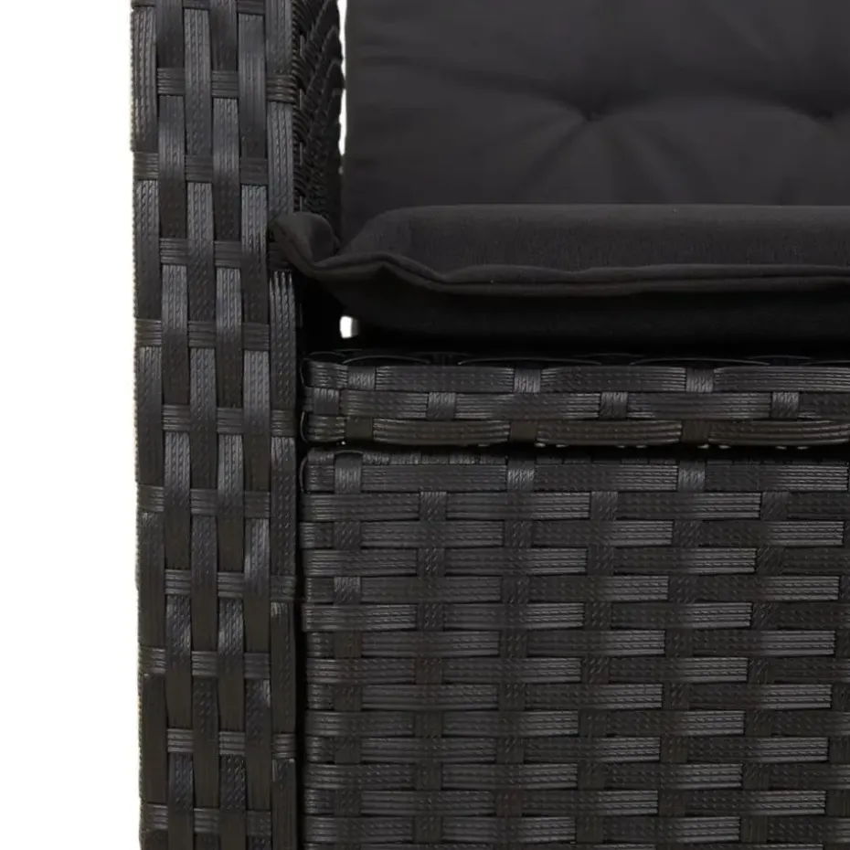 vidaXL - Verstelbare loungebank met kussens - Zwart - Poly rattan - 105x59x93 cm